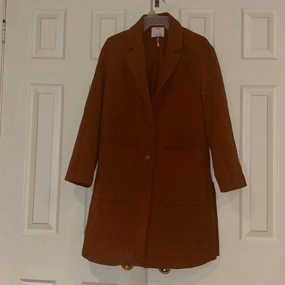Bershka long cocoon coat Sz 2